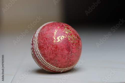 Red leather cricket ball
