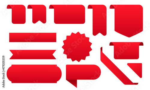 A set of price tags. Red tags or labels for banner and booklet design. Vector clipart.