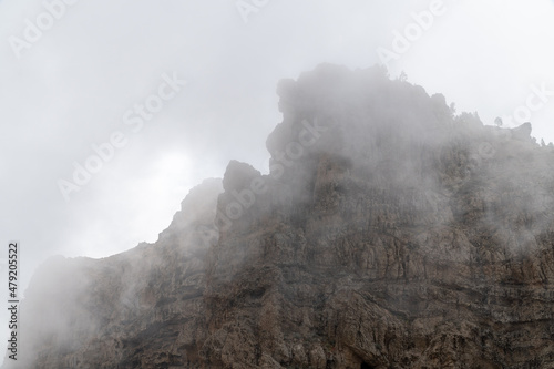 Peak of Campanario in Gran Canaria in the mist