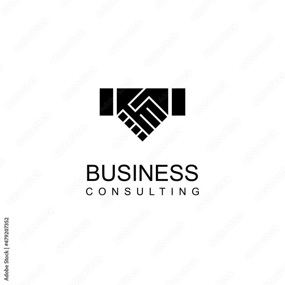 business consulting logo with handshake icon, simple, elegant, abstract business consulting logo with handshake icon, simple, elegant, abstract
