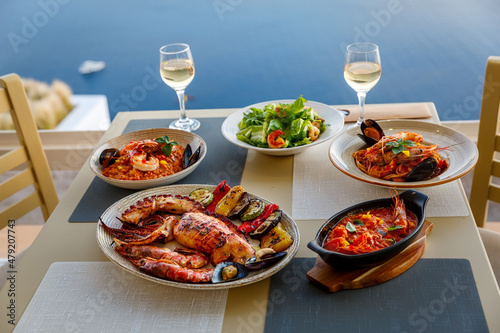 Dinner for two in a restaurant overlooking the sea