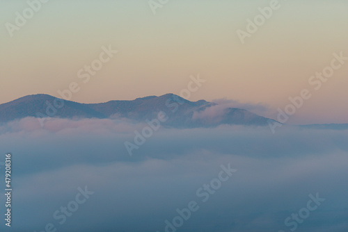 Autumn morning fog landscape © somra