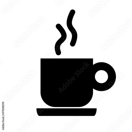 Hot drink  coffee or tea cup vector sign  vector silhouette isolated on a white.