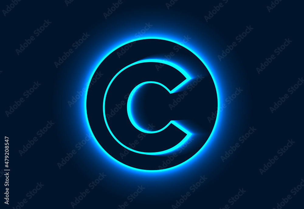 Initial C monogram alphabet in a neon circle. Initial C monogram alphabet in a neon circle.