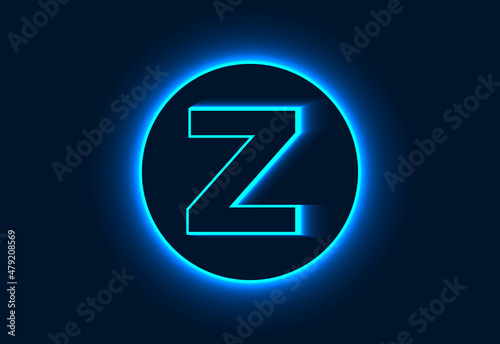 Initial Z monogram alphabet in a neon circle.