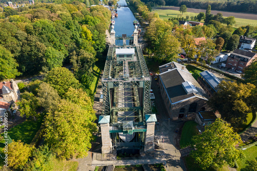 Aerial view Henrichenburg, Henrichenburg Boat Lift, Rhine-Herne Canal, Castrop-Rauxel, Ruhr area, North Rhine-Westphalia, Germany photo