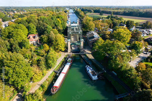 Aerial view Henrichenburg, Henrichenburg Boat Lift, Rhine-Herne Canal, Castrop-Rauxel, Ruhr area, North Rhine-Westphalia, Germany