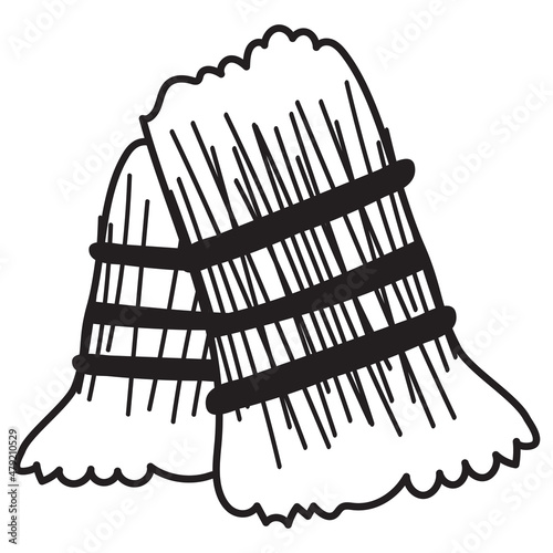 Rural crop. Cartoon flat illustration Sheaf of wheat ears, Coloring Page or Book for Kids and Adults