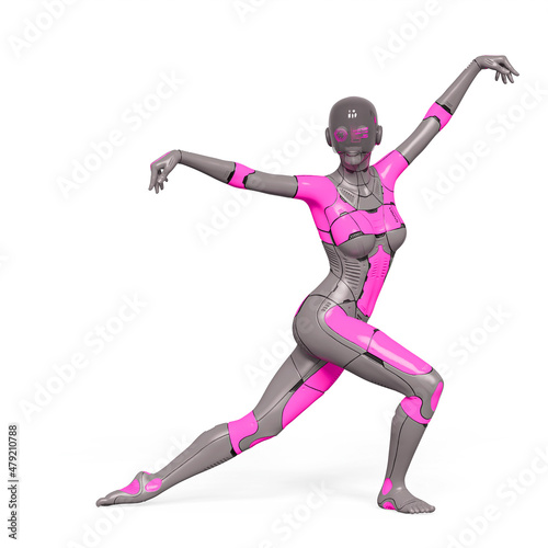 gynoid girl is doing a ballet dance