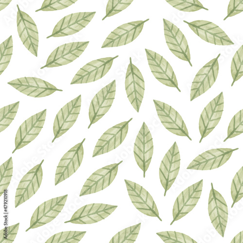 Watercolor leaf seamless patternWatercolor leaf seamless pattern photo