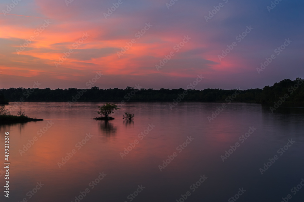 Beautiful colorful lake sunset. Location is Louisiana, USA