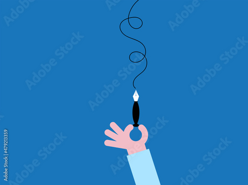 icona, mano, braccio, dita, scrivere, penna, lettere, parole,