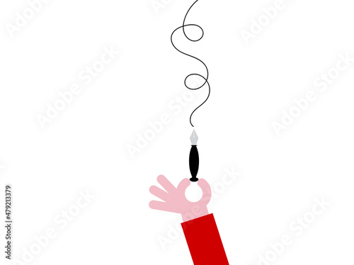 icona, mano, braccio, dita, scrivere, penna, lettere, parole,