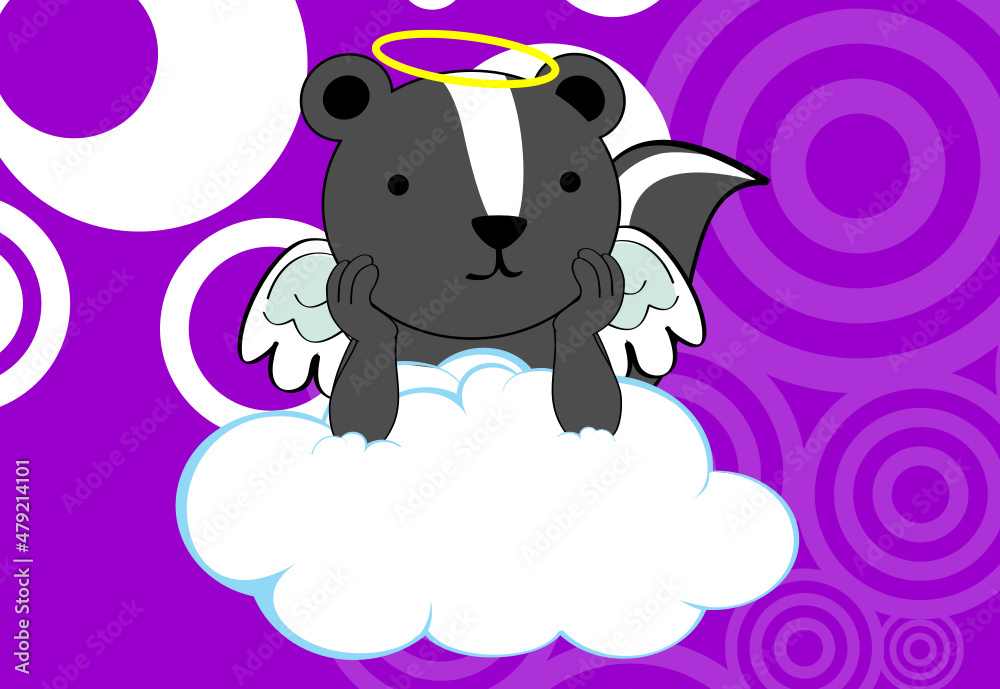Fototapeta premium little skunk cherub character cartoon background illustration in vector format