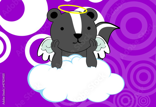 little skunk cherub character cartoon background illustration in vector format