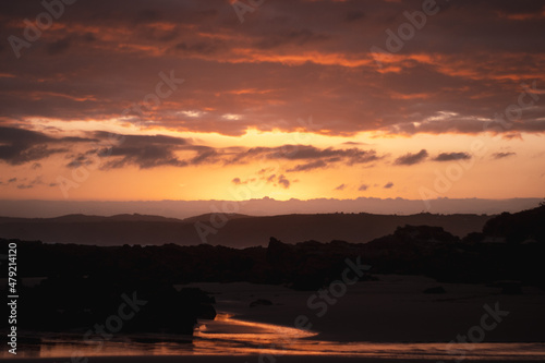 A beautiful pink sunset on a beach in the Eastern Cape, South Africa.