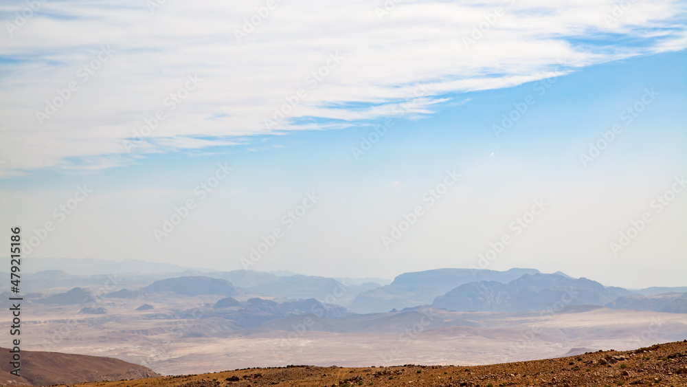 Panoramic of desert in Jordan