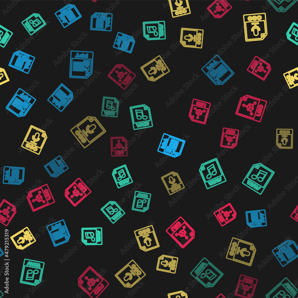 Set line PPT file document, WAV, OGG and OBJ on seamless pattern. Vector Set line PPT file document, WAV, OGG and OBJ on seamless pattern. Vector