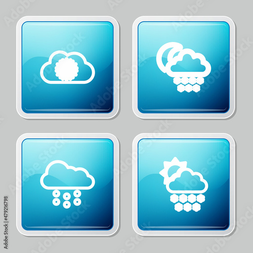 Set line Cloud with snow, and moon, and sun icon. Vector