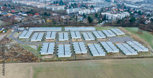 Coronalager stehen in berlin Französich Buchholz auf der Elisabeth Aue (Luftbildaufnahme) 