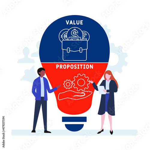 VP - Value Proposition acronym. business concept background.  vector illustration concept with keywords and icons. lettering illustration with icons for web banner, flyer, landing pag
