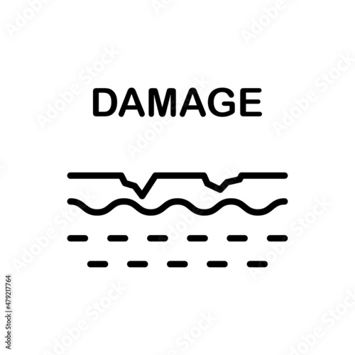 Damage Skin Dermatology Problem Line Icon. Injury Surface of Skin Linear Pictogram. Old Wrinkled Skin, Psoriasis, Eczema, Allergy Outline Icon. Editable Stroke. Isolated Vector Illustration