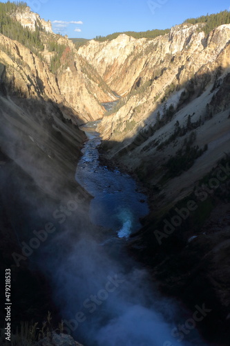 The Yellowstone River cutting flowing the canyon, Yellowstone National Park, Wyoming, USA