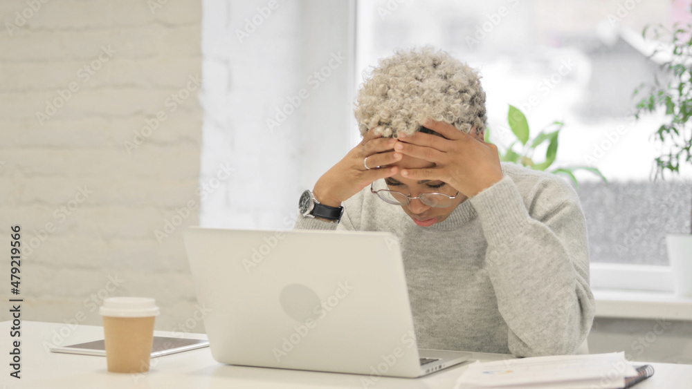 custom made wallpaper toronto digitalAfrican Woman with Laptop Upset while Reading Documents in Office