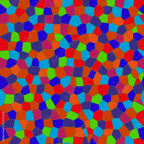 Seamless Vector Pattern of Polygonal Figures in Red and Blue Tones, Arranged in Random Order. Can Be Used in Design Projects
