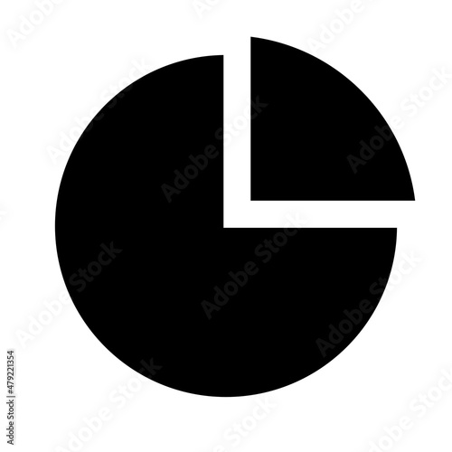 A quarter piece of pie, chart vector simple graph symbol isolated on a white