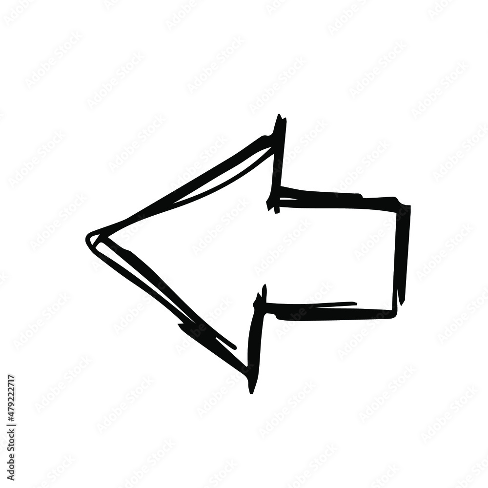 One hand-drawn geometric element. Arrow, pointer, black vector element for design. Doodle isolated on white One hand-drawn geometric element. Arrow, pointer, black vector element for design. Doodle isolated on white