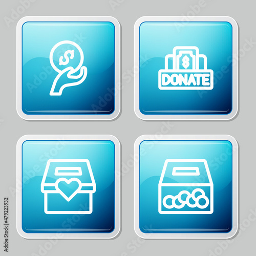 Set line Donation and charity, , and icon. Vector