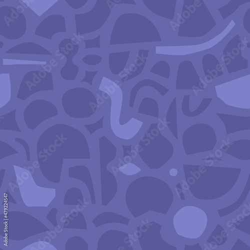 Contemporary seamless pattern with simple geometric shapes in very peri color. Stylish abstract background in Scandinavian style for print, design, fabric. Vector illustration
