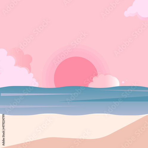 pastel pink landscape ocean sunset sunrize