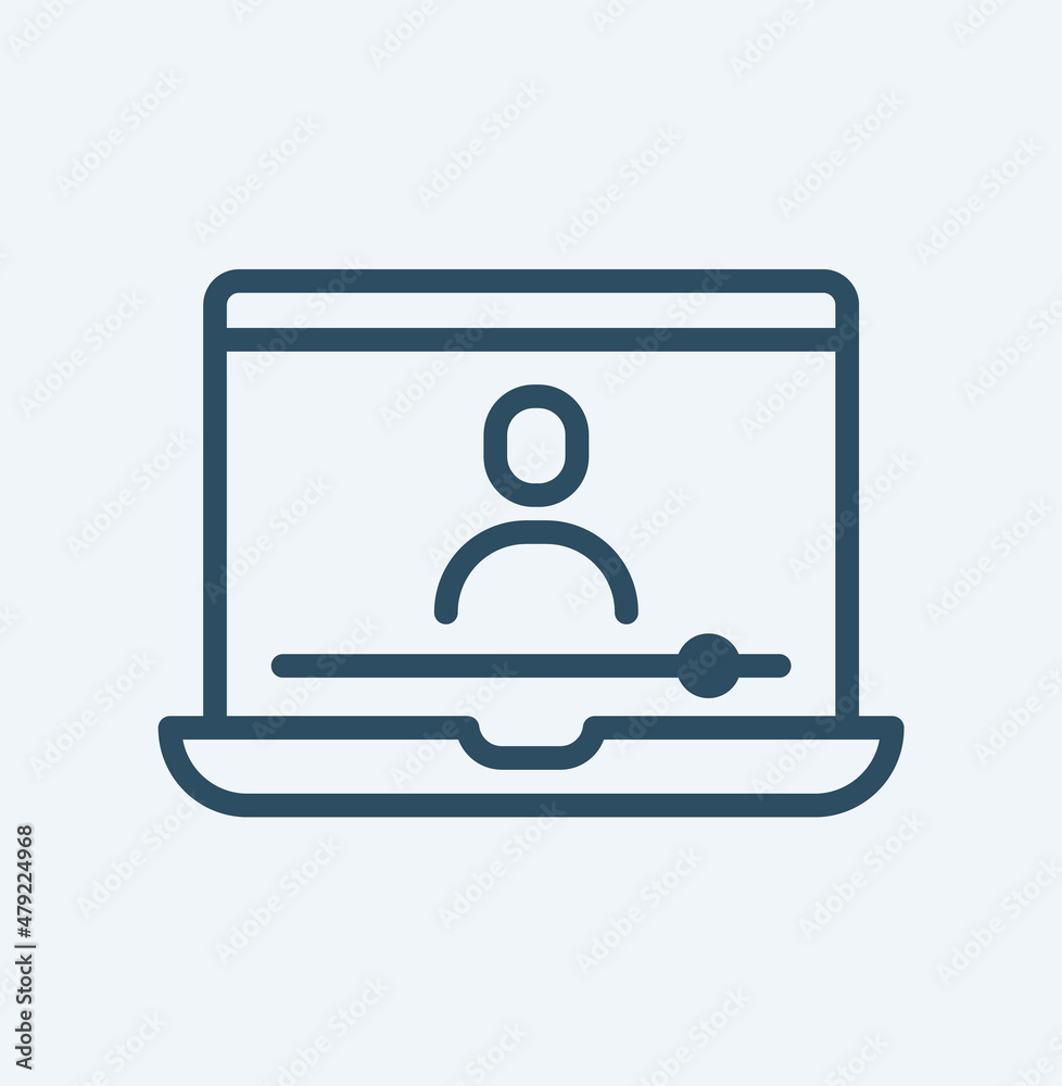Online training in laptop icon in simple design. Vector illustration Online training in laptop icon in simple design. Vector illustration