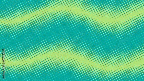 Turquoise green pop art comics book background with dotted halftone design. Retro backdrop for superhero text, vector illustration eps10