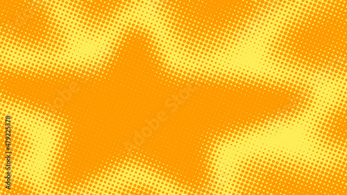 Pop art background in retro comics book style with halftone texture and star shape, bright yellow color. Cartoon funny backdrop mockup vector illustration eps10