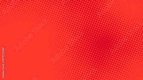 Fun red superhero background in pop art comics book style. Cartoon halftone backdrop design for your text, vector illustration eps10.