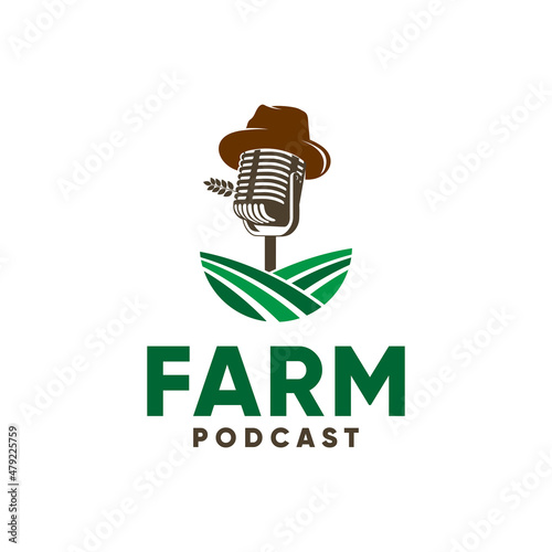 farm podcast logo inspiration, microphone, farmland
