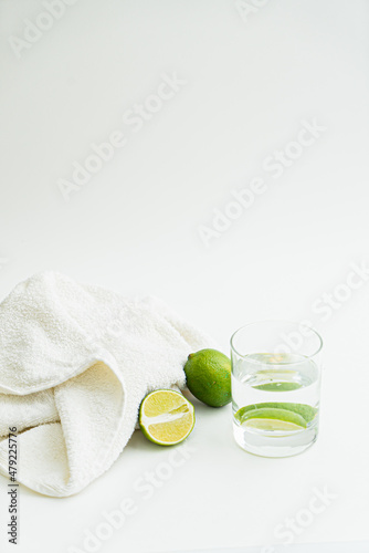 pure water with lime, healthy concept