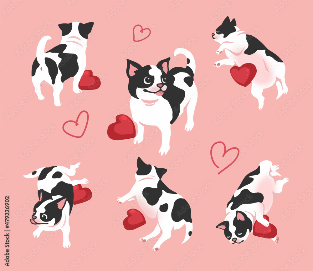 Cute Bulldog Puppy Animal set vector .
lying on pink background. dog looks lazy and happy. Cute Bulldog Puppy Animal set vector .
lying on pink background. dog looks lazy and happy.