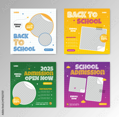 Template for back to school admission on social media post	
