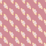 Seamless pattern with butterfly in diagonal row on dust rose background.
