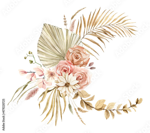 Fotografi Watercolor boho wreaths