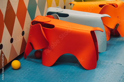Photography Photo of a chair in the shape of an elephant in the children's center