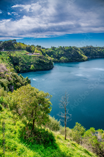 Beauitful view of Blue Lake in Mt Gambier, Australia.