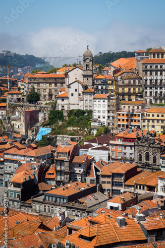 High view over the rooftops of the city of Porto
