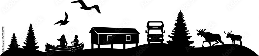 Scandinavia Silhouette Landscape Camper Vector Scandinavia Silhouette Landscape Camper Vector