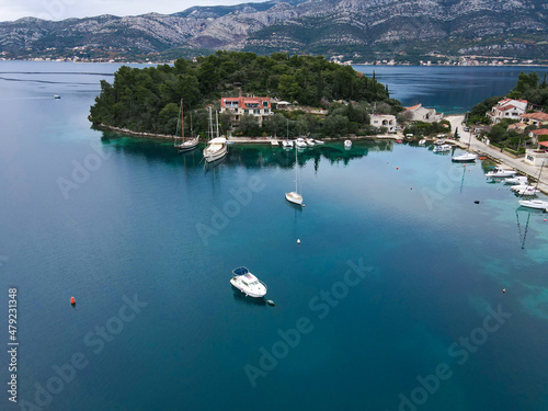 Aerial view from Zrnovska Banja in Korcula Island, Croatia