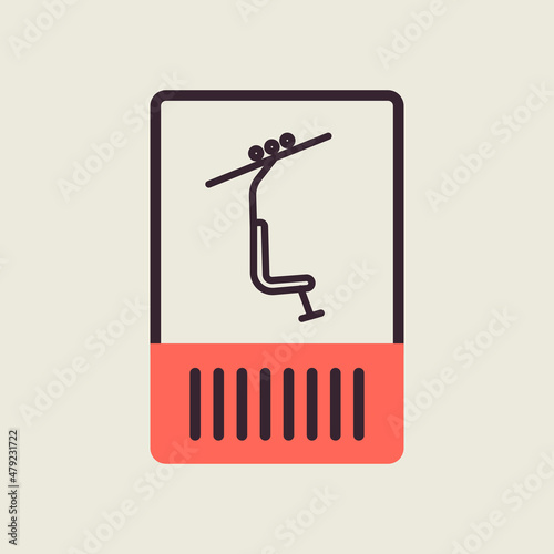 Ski pass vector icon. Winter sign
